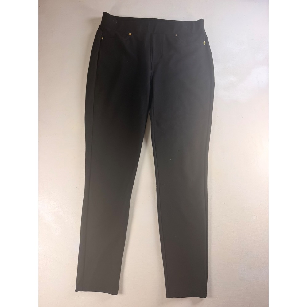 Michael Kors Pull On Pants Women Medium Black Modern Slim Gold Hardware